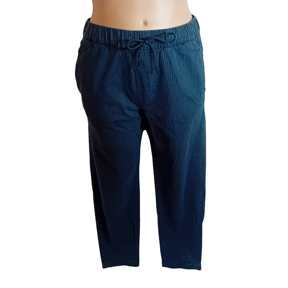 Abercrombie & Fitch Mens Sneaker Pant Stretch Jogger Pinstripe Navy Relaxation s